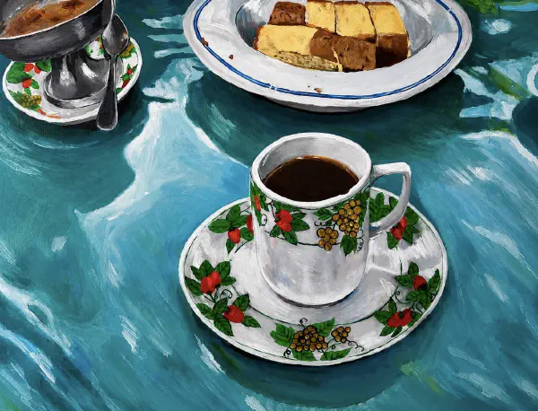 Un café en la Bodega Los Berrazales, en Agaete. Con bizcocho y mermelada de café.